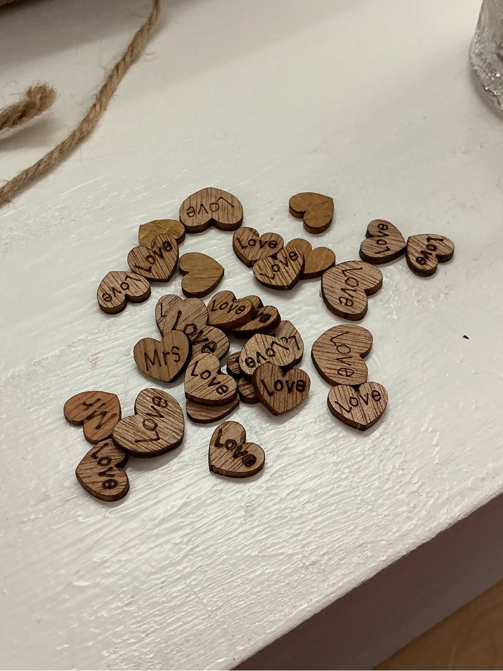 Wooden Heart Love Accent Pieces - Natural Brown